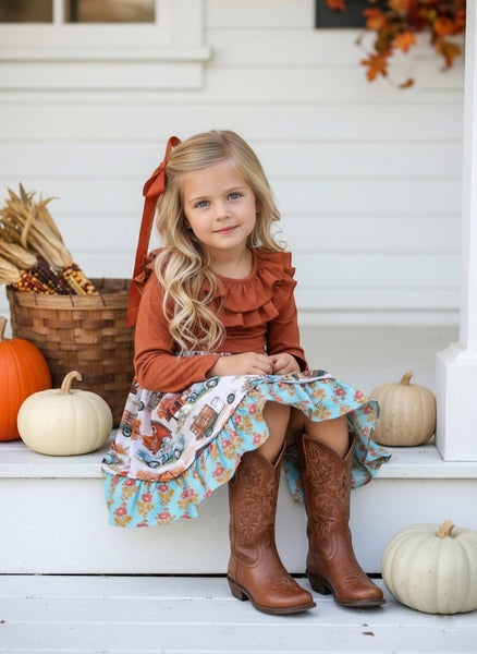 Autumn Turquoise truck Lola style Dress