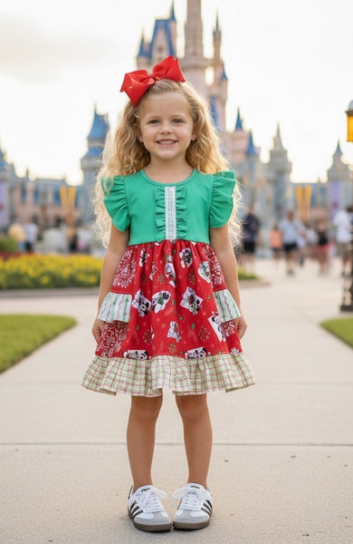 Green flutter Vintage Disney Holiday Platinum party style Dress