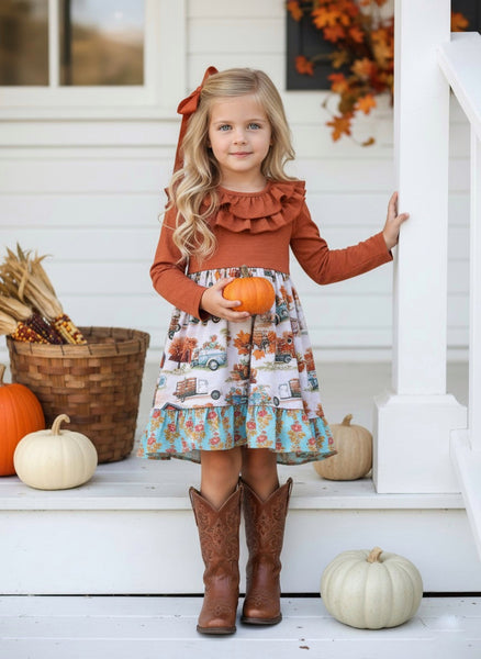Autumn Turquoise truck Lola style Dress