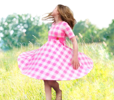 Pink Plaid twirl dress