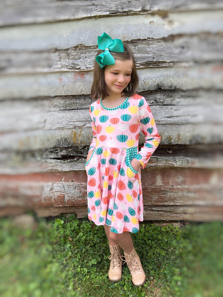 Pink Pumpkin Patch pocket dress