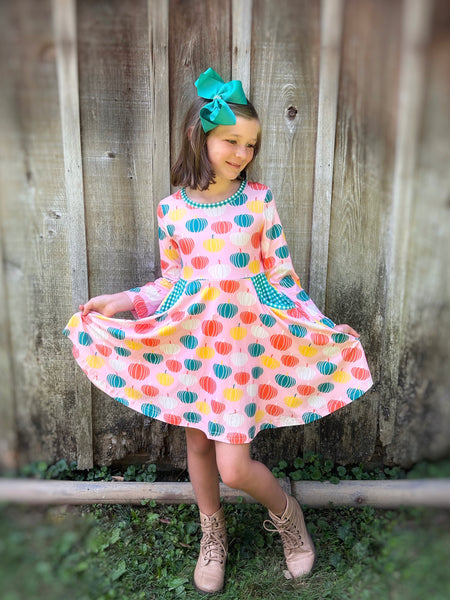 Pink Pumpkin Patch pocket dress