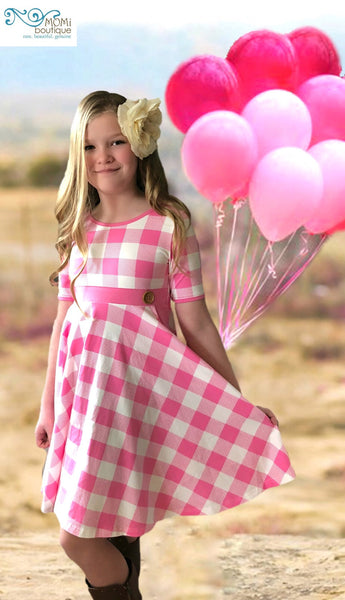 Pink Plaid twirl dress