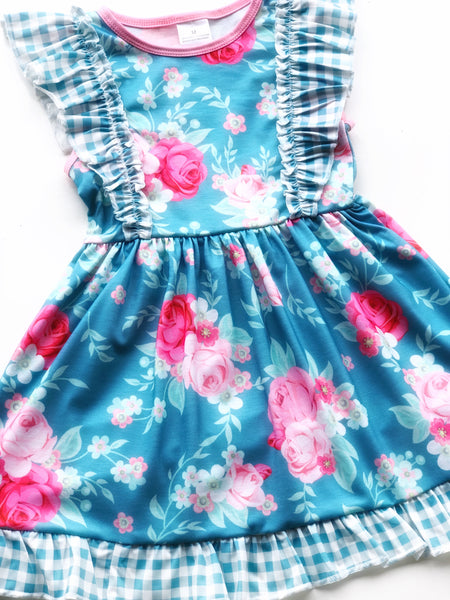 Aqua Floral Picnic dress