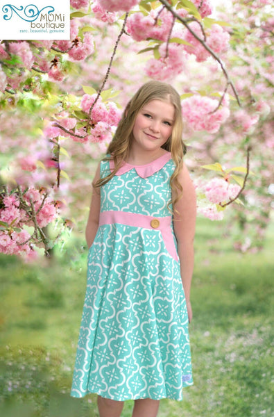 Lola Ultimate twirl dress in aqua/pink