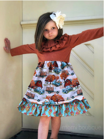 Autumn Turquoise truck Lola style Dress