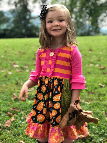 pink orange pumpkin dress for girls