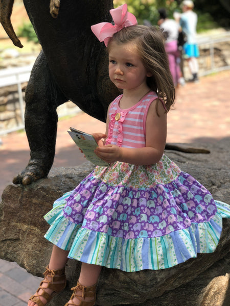 Rainbow Elephant Twirl dress