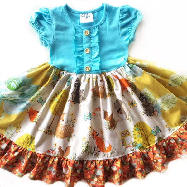 toddler girls aqua gold animal dress