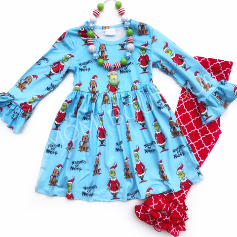 Christmas Grinch dress (sz 12mo & 18mo)