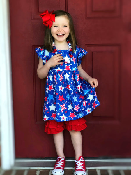 All American Star tunic & shorts Sz 12/18mo