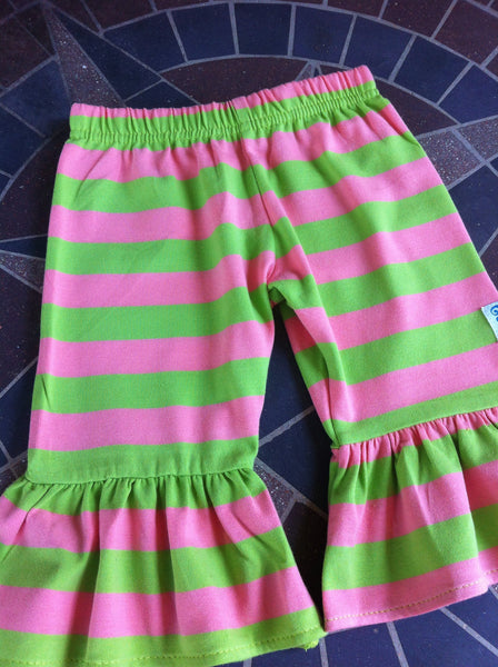 {Slightly Irregular} Sweet Pea stripe ruffle capri Blowout